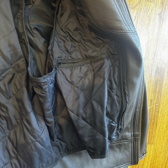 NEW Perrone Aviation UPS Brown Leather Bomber Jacket Mens Large Removable Liner - Picture 14 of 16